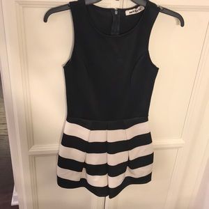 Black and creme striped romper
